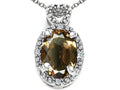Tommaso Design Oval 8x6mm Genuine Smoky Quartz Pendant Necklace