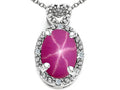 Tommaso Design Oval 8x6mm Created Star Ruby Pendant Necklace