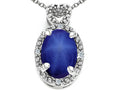 Tommaso Design Oval 8x6mm Created Star Sapphire and Diamond Pendant Necklace