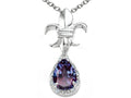 Tommaso Design Pear Shape 8x6mm Simulated Alexandrite Pendant Necklace