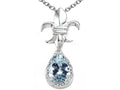 Tommaso Design Pear Shape 8x6mm Genuine Aquamarine Pendant Necklace