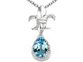 Tommaso Design Pear Shape 8x6mm Genuine Blue Topaz Pendant Necklace