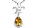 Tommaso Design Pear Shape 8x6mm Genuine Citrine Pendant Necklace