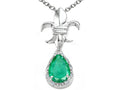 Tommaso Design Pear Shape 8x6mm Genuine Emerald Pendant Necklace