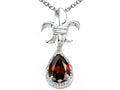 Tommaso Design Pear Shape 8x6mm Genuine Garnet Pendant Necklace