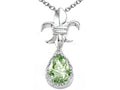 Tommaso Design Pear Shape 8x6mm Green Amethyst Pendant Necklace