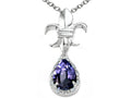Tommaso Design Pear Shape 8x6mm Genuine Iolite Pendant Necklace