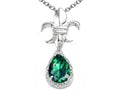 Tommaso Design Pear Shape 8x6mm Simulated Emerald Pendant Necklace