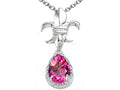 Tommaso Design Pear Shape 8x6mm Genuine Pink Tourmaline Pendant Necklace
