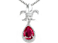 Tommaso Design Pear Shape 8x6mm Created Ruby Pendant Necklace