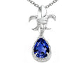 Tommaso Design Pear Shape 8x6mm Created Blue Sapphire Pendant Necklace