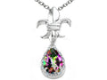 Tommaso Design Pear Shape 8x6mm Mystic Rainbow Topaz Pendant Necklace