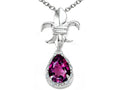 Tommaso Design Pear Shape 8x6mm Genuine Rhodolite Pendant Necklace