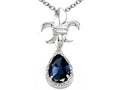 Tommaso Design Pear Shape 8x6mm Genuine Sapphire Pendant Necklace