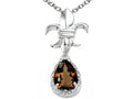 Tommaso Design Pear Shape 8x6mm Genuine Smoky Quartz Pendant Necklace