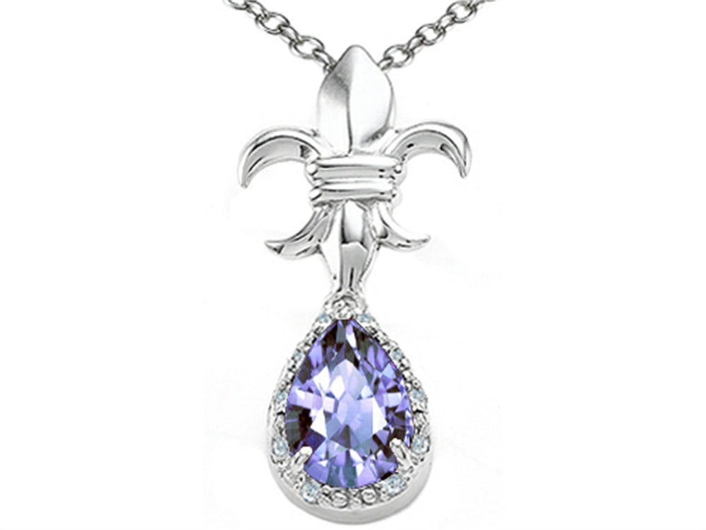 Tommaso Design Pear Shape 8x6mm Genuine Tanzanite Pendant Necklace