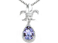 Tommaso Design Pear Shape 8x6mm Genuine Tanzanite Pendant Necklace