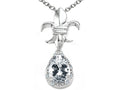 Tommaso Design Pear Shape 8x6mm Genuine White Topaz Pendant Necklace