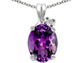 Tommaso Design Oval 10x8mm Genuine Amethyst Pendant Necklace