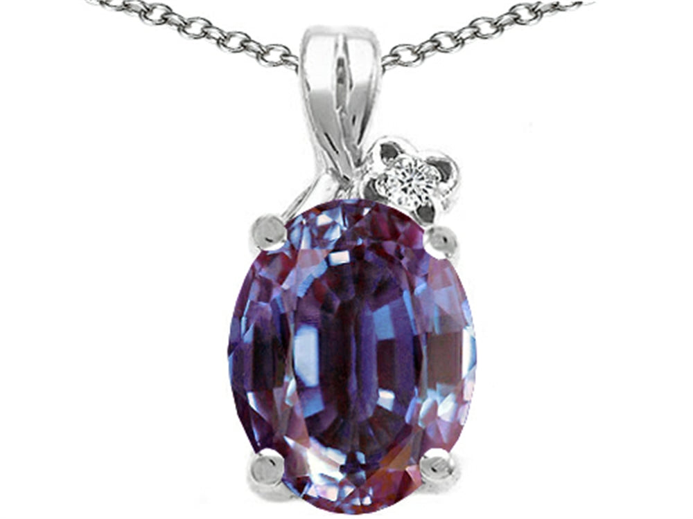 Tommaso Design Oval 10x8mm Simulated Alexandrite Pendant Necklace
