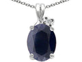 Tommaso Design Oval 10x8mm Genuine Black Sapphire Pendant Necklace