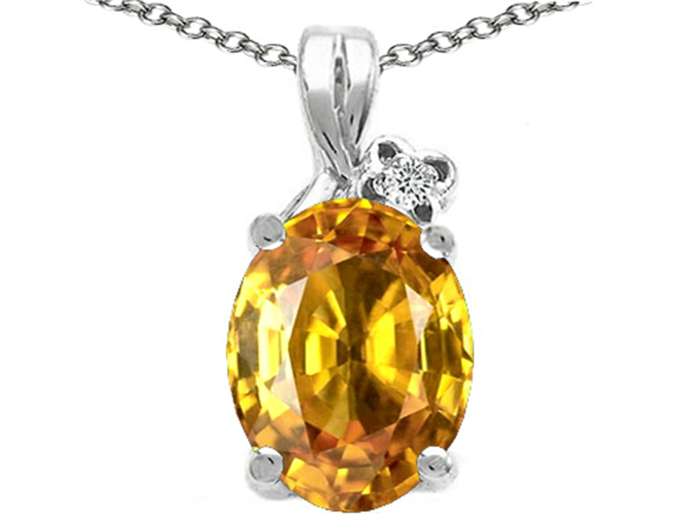 Tommaso Design Oval 10x8mm Genuine Citrine Pendant Necklace