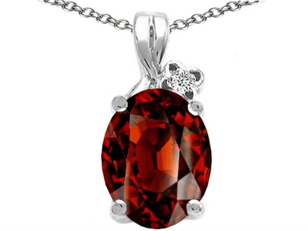 Tommaso Design™ Oval 10x8mm Genuine Garnet Pendant Necklace