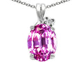 Tommaso Design Oval 10x8mm Simulated Pink Tourmaline Pendant Necklace