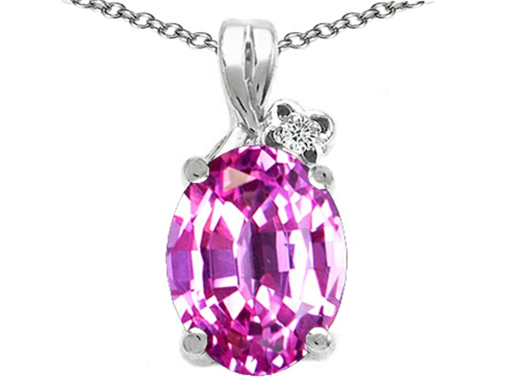 Tommaso Design Oval 10x8mm Simulated Pink Tourmaline Pendant Necklace