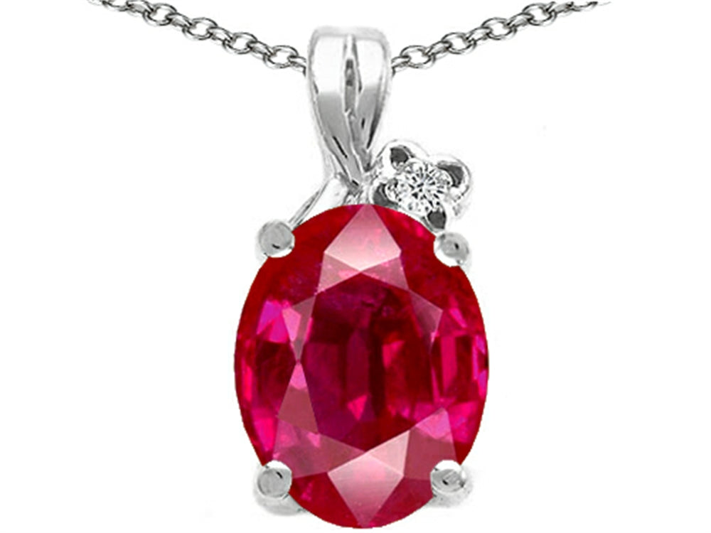 Tommaso Design Oval 10x8mm Created Ruby Pendant Necklace