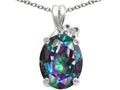 Tommaso Design Oval 10x8mm Mystic Rainbow Topaz Pendant Necklace