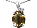 Tommaso Design Oval 10x8mm Genuine Smoky Quartz Pendant Necklace