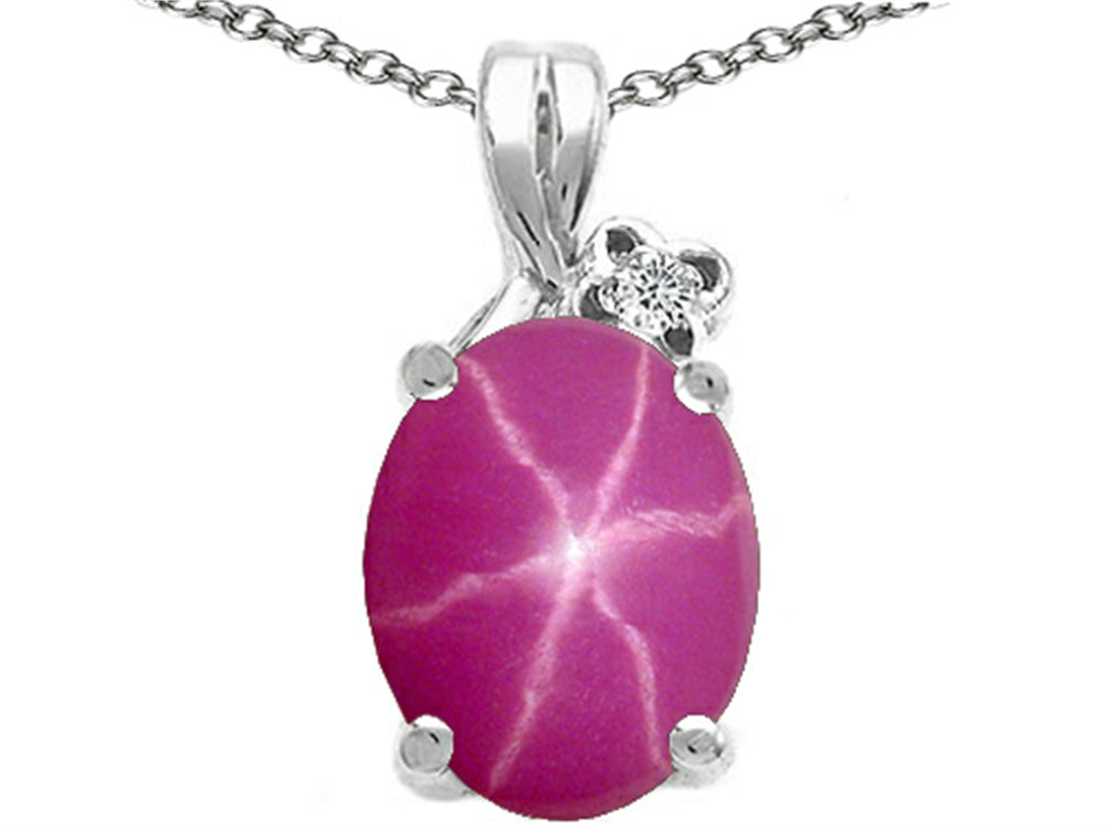 Tommaso Design Oval 10x8mm Created Star Ruby Pendant Necklace
