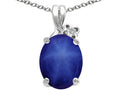 Tommaso Design Oval 10x8mm Created Star Sapphire Pendant Necklace