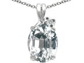 Tommaso Design Oval 10x8mm Genuine White Topaz Pendant Necklace