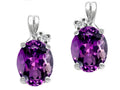 Tommaso Design Oval 8x6mm Genuine Amethyst Earrings