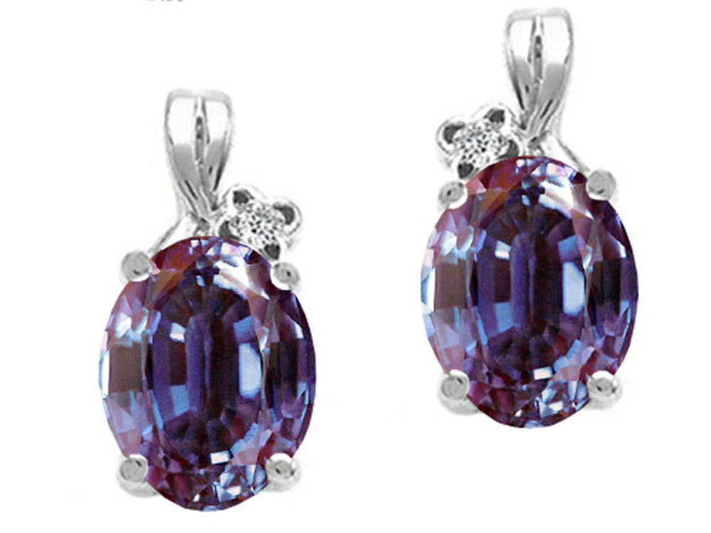Tommaso Design Oval 8x6mm Simulated Alexandrite Earrings
