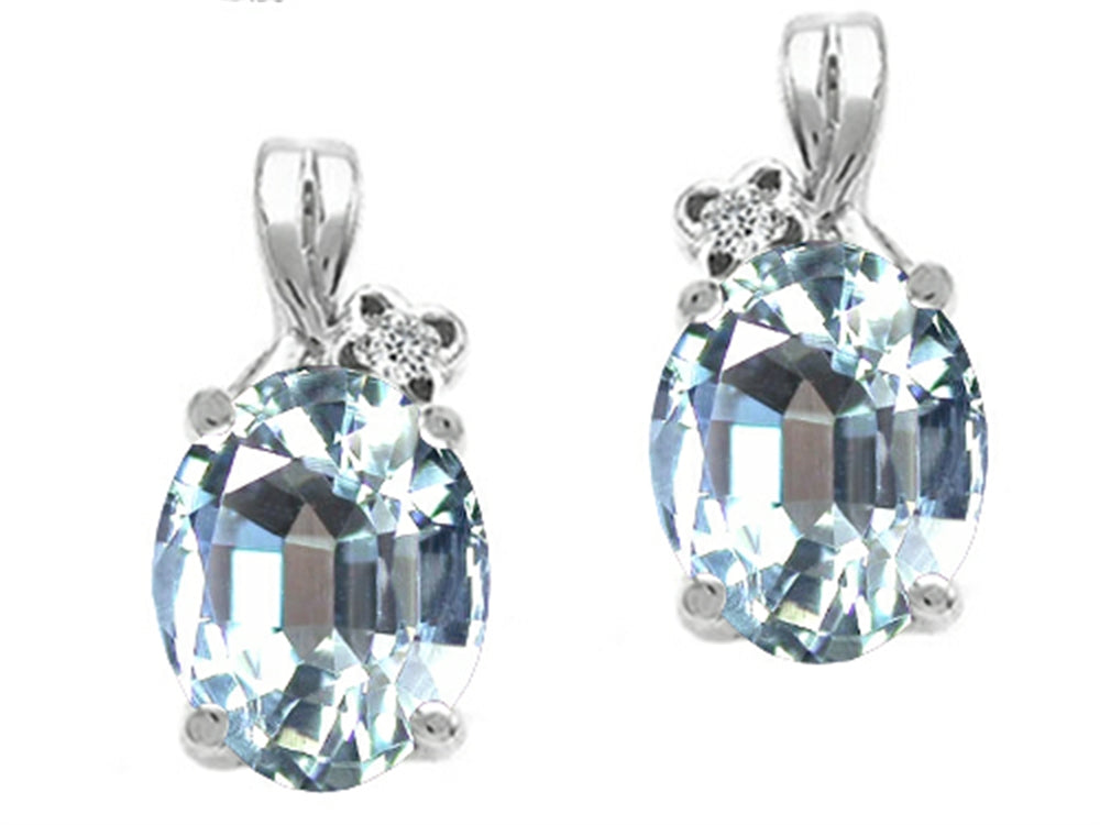 Tommaso Design Oval 8x6mm Genuine Aquamarine Earrings