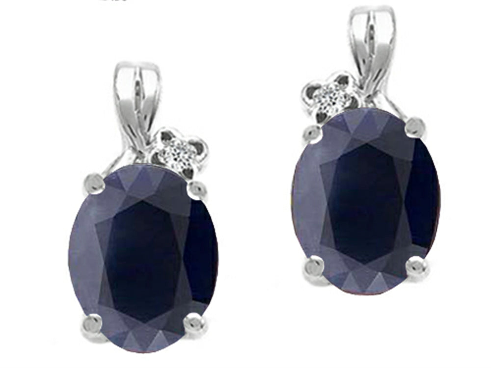 Tommaso Design Oval 8x6mm Genuine Black Sapphire Earrings