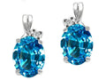 Tommaso Design Oval 8x6mm Genuine Blue Topaz Earrings