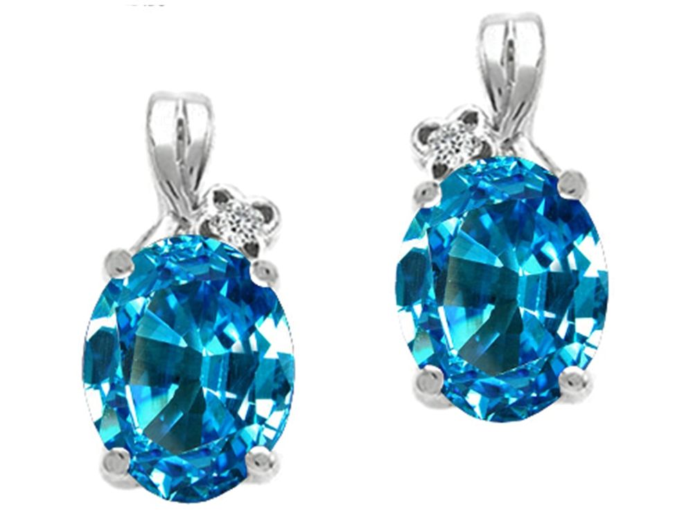 Tommaso Design Oval 8x6mm Genuine Blue Topaz Earrings