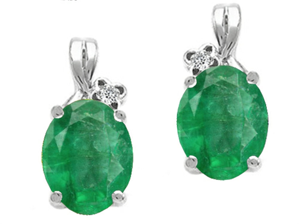 Tommaso Design Oval 8x6mm Genuine Emerald Earrings
