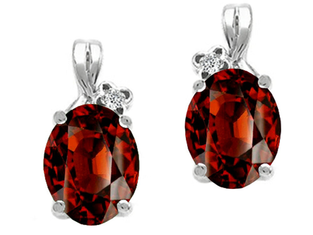 Tommaso Design Oval 8x6mm Genuine Garnet Earrings