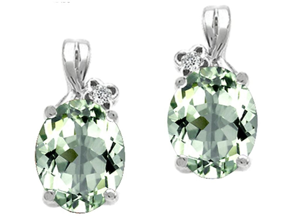 Tommaso Design™ Oval 8x6mm Green Amethyst Earrings