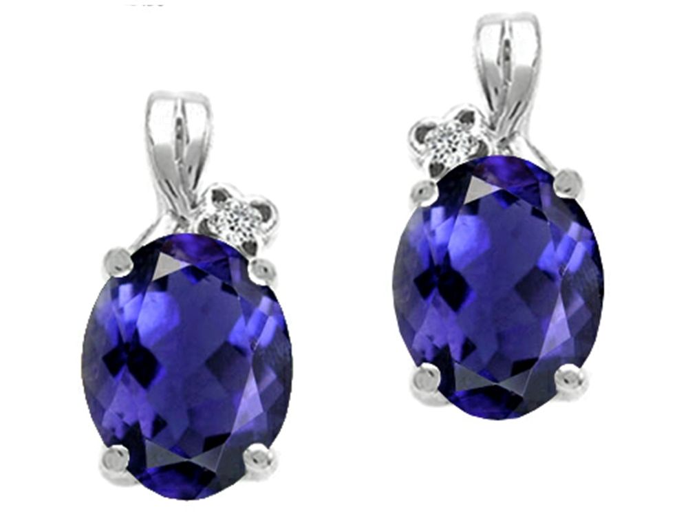 Tommaso Design Oval 8x6mm Genuine Iolite Earrings