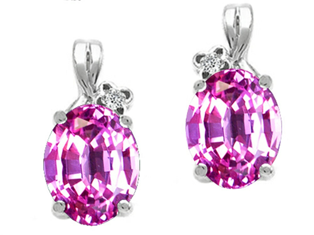 Tommaso Design Oval 8x6mm Simulated Pink Tourmaline Earrings