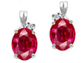 Tommaso Design Oval 8x6mm Created Ruby Earrings