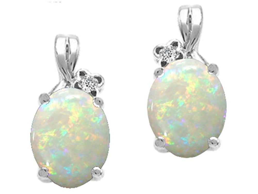 Tommaso Design Oval 8x6mm Genuine Opal Earrings