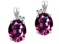 Tommaso Design Oval 8x6mm Genuine Rhodolite Earrings