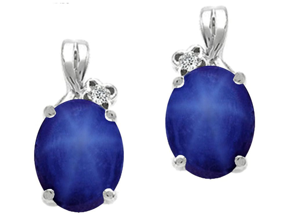 Tommaso Design Oval 8x6mm Created Star Sapphire Earrings